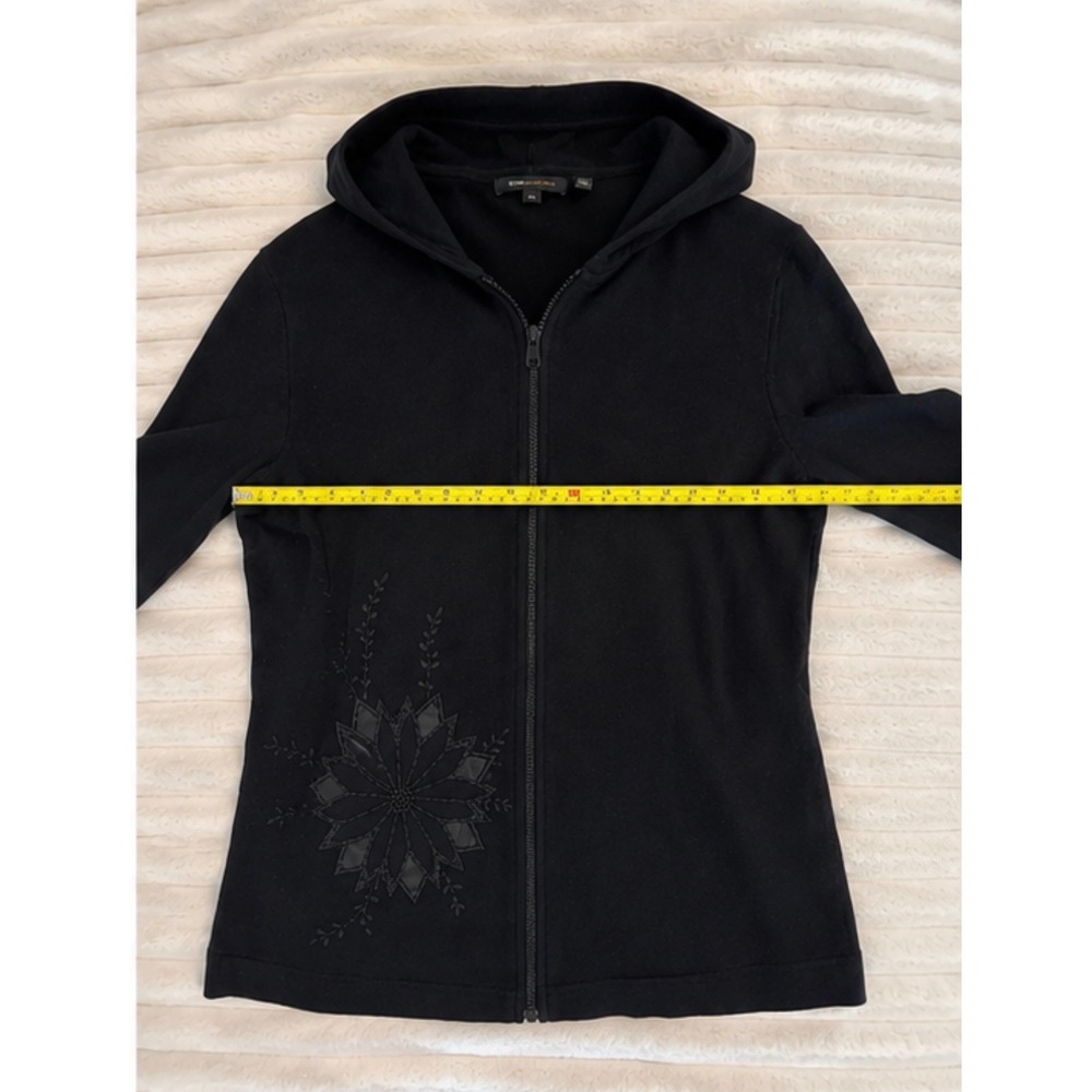 BCBG Womens Black Embroidered Zip Front Hoodie Sweater XL - Picture 8 of 8